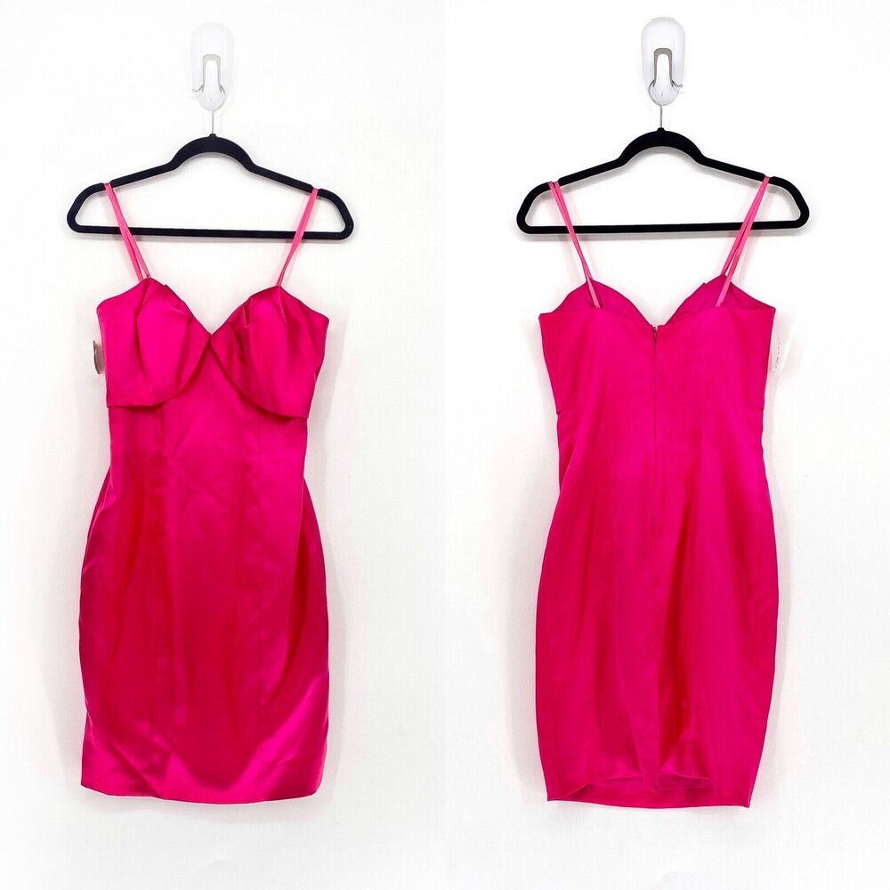 VTG David Howard Climax Women 6 Dress Pink Sweetheart Satin 80s Vintage FLAW